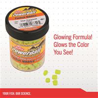 Berkley PowerBait® Chroma-Glow Panfish Nibbles, Glow/chartreuse