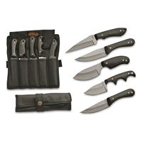 SZCO 5 Piece Skinner Knife Set, Black