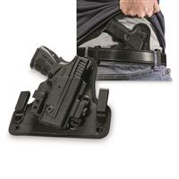 Backside of holster is completely covered by neoprene, no exposed metal