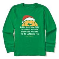 Life Is Good Kids&#039; I&#039;ll Be Watching You Santa Puppy Crusher Shirt