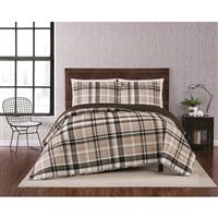 Truly Soft Paulette Plaid Taupe Quilt Set