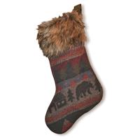 Wooded River Cabin Bear Christmas Stocking