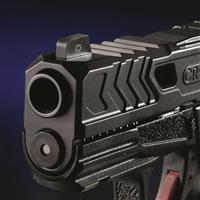 17-4 stainless steel slide with aggressive serrations on the front and rear