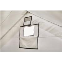 Mesh windows with rain flaps
