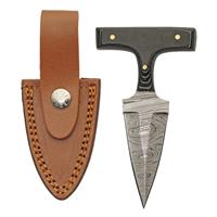 SZCO Black Micarta Push Dagger Damascus Fixed Blade Knife