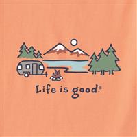 Life is Good T-shirt Crusher-lite à manches courtes pour femme Here Comes The Sun, Blanc nuage, Très petit