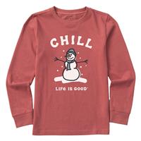 Life Is Good Kid&#039;s Chill Snowman Crusher Long Sleeve