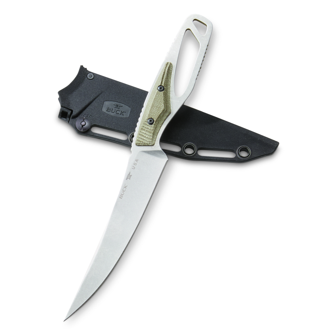 Buck Knives 636 Paklite Processor Pro Knife, Olive Drab Micarta
