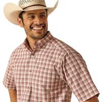 Ariat Men's Pro Series Short Sleeve Shirt, Tea Rose Plaid