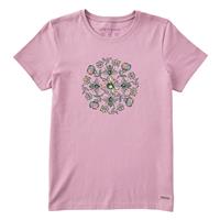Life is Good Women's Floral Bee Mandala Crusher Lite Short Sleeve, Violet Purple