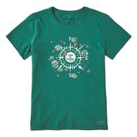 Life is Good Women's Beauty in All Directions Crusher Short Sleeve, Spruce Green