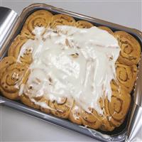 30 oz of fully cooked, ready to eat Cinnamon Rolls and 6 oz of White Icing