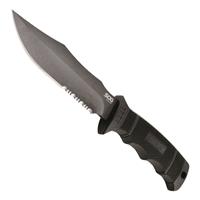 Partially-serrated clip-point blade