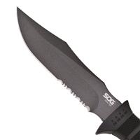 Partially-serrated clip-point blade