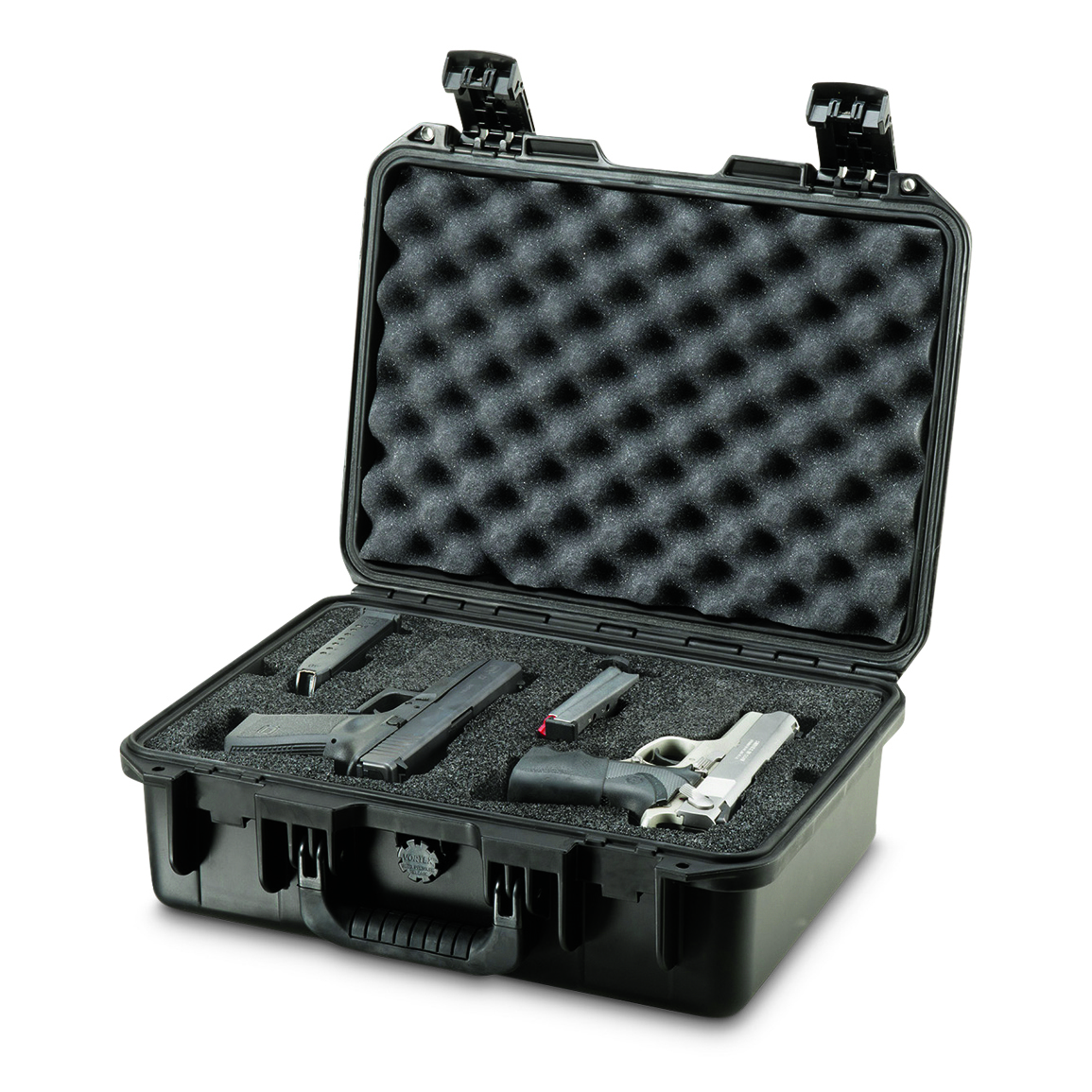 Accommodates two large-frame handguns plus accessories