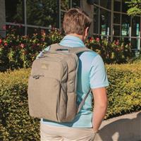 Yoke-style shoulder straps with grab handle