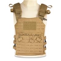 Laser-cut (MOLLE compatible) panels for adding pouches, holsters, or similar