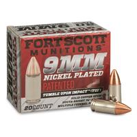 Fort Scott Tumble Upon Impact Nickel-Plated Ammo, 9mm, SCS, 115 Grain, 20 Rounds