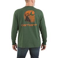 希少 Carhartt DEER SKIN Grove USA製 ヴィンテージ Carhartt Heavyweight Long Sleeve Pocket Deer Graphic T-Shirt