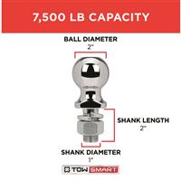 TowSmart Class IV 2" Chrome Hitch Ball, 7500 lb. Capacity