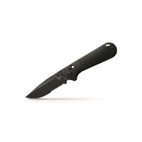 3.55in partially-serrated drop-point blade with Black Cerakote finish