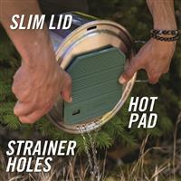 Strainer holes and hot pad