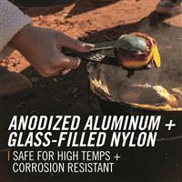 Anodized aluminum plus glass filled nylon resists heat