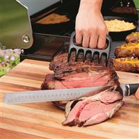 Holds meat firmly while lifting or carving