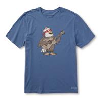 Life Is Good Quirky Rockin' Eagle Short Sleeve Crusher Tee, Vintage Blue