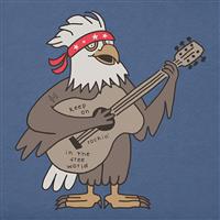 Life Is Good Quirky Rockin' Eagle Short Sleeve Crusher Tee, Vintage Blue