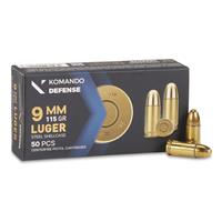 Komando Defense, 9mm, FMJ, 115 Grain, 50 Rounds