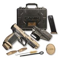 Includes (2) 18-rd. magazines, +3 extension, custom holster, S/M/L backstraps and hard case