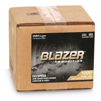 CCI Blazer Brass, 9mm, FMJ, 115 Grain, 1,000 Rounds