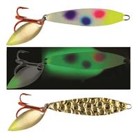 Moonshine Lures Two-Faced Glow Shiver Spoon, Glow Wonderbread