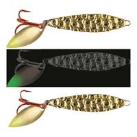 Moonshine Lures Two-Faced Glow Shiver Spoon, Hammered Gold