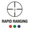 Tri-illuminated (red, green, blue) rapid ranging reticle