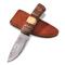 SZCO Damascus Carved Wood Hunting Knife