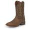 Justin Men's Stampede Square Toe Western Boots, Brown Pebble