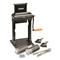 Includes two sets of blades, tongs and 2 C-clamps for attaching to table/countertop