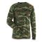 Military Style Camo Long Sleeve Shirt, Woodland Camo