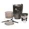 Includes cook pot, stove, bowl, stand, and straining lid