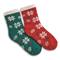 Guide Gear Women's Double-layer Gripper Socks, 2 Pairs, Red/green Snowflakes