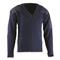 Italian Military Surplus Wool V-neck Commando Sweater, Used, Navy