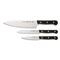 Includes 8" chef's knife, 5" serrated utility knife and 4" paring knife