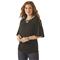 Wrangler Women's Three-quarter Sleeve Smock Shoulder Shirt, Black