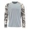 Simms Men's SolarFlex Printed Crew Neck Shirt, Hex Flo Camo Grey Blue