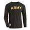 U.S. Army Surplus Long Sleeve PT Shirt, New, Black