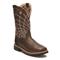 Justin Men's Derrickman Waterproof Composite Toe Work Boots, Rust Ostrich Print/burgandy