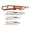 Includes handle, 3 blades and carry case, Orange