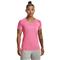 Under Armour Women's Tech Freedom V-neck Shirt, Pink Edge Medium Heather/pink Sugar